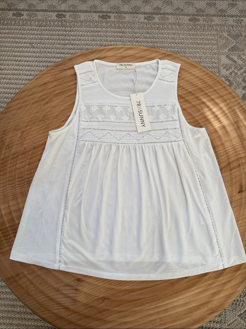 78&Sunny White Lace-Trim Sleeveless Tank